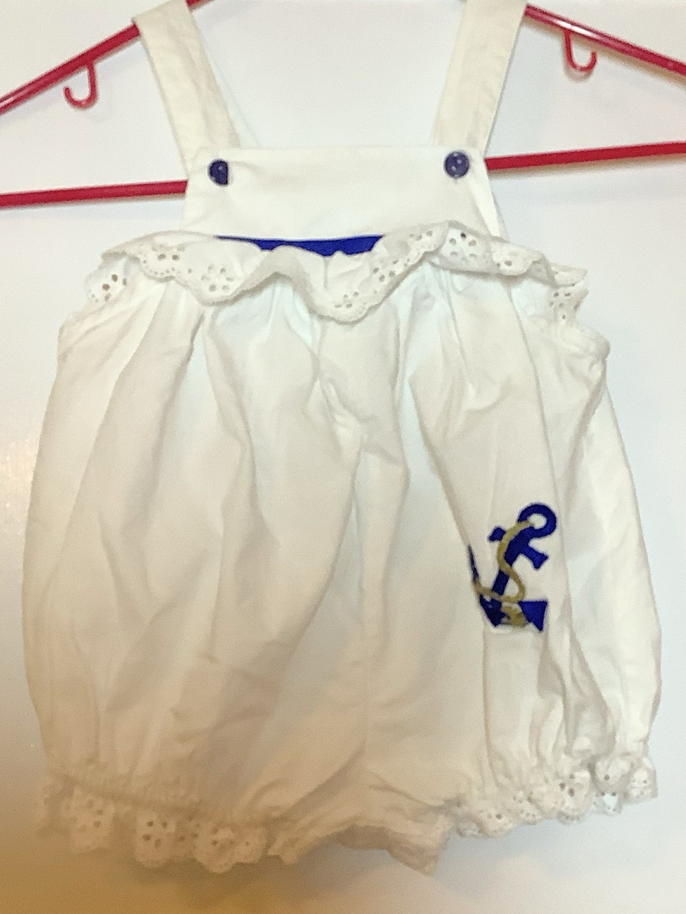 Vintage Sailor 24 M Girls Romper Nautical Cotton Made in Philippines